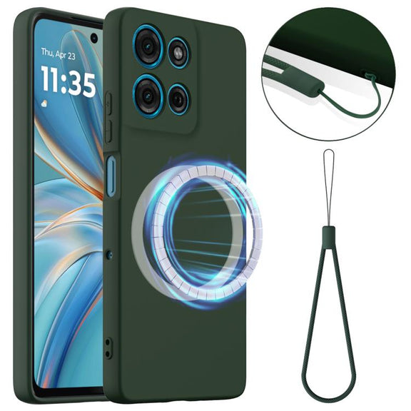 For Motorola Moto G56 5G Shockproof Silicone Magsafe Phone Case(Dark Green)