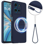 For Motorola Moto G86 5G Shockproof Silicone Magsafe Phone Case(Navy Blue)
