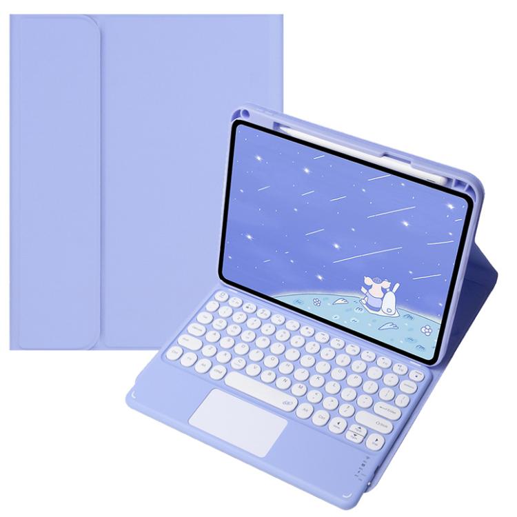 For OPPO Pad 3 / Pad 2 Candy Color Bluetooth Keyboard Leather Case, Round Key with Touchpad(Light Purple)