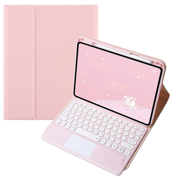 For OPPO Pad 3 / Pad 2 Candy Color Bluetooth Keyboard Leather Case, Round Key with Touchpad(Pink)