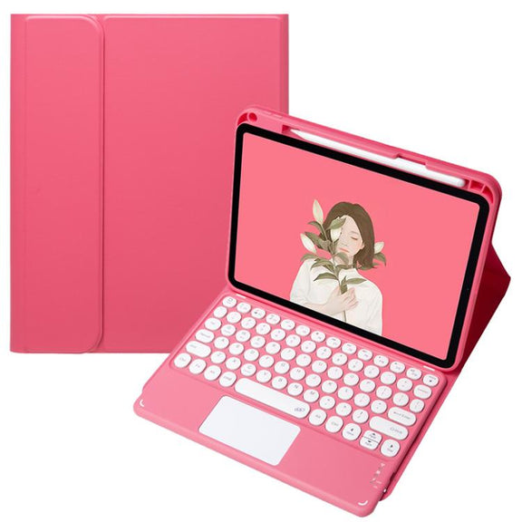 For OPPO Pad 3 / Pad 2 Candy Color Bluetooth Keyboard Leather Case, Round Key with Touchpad(Red)