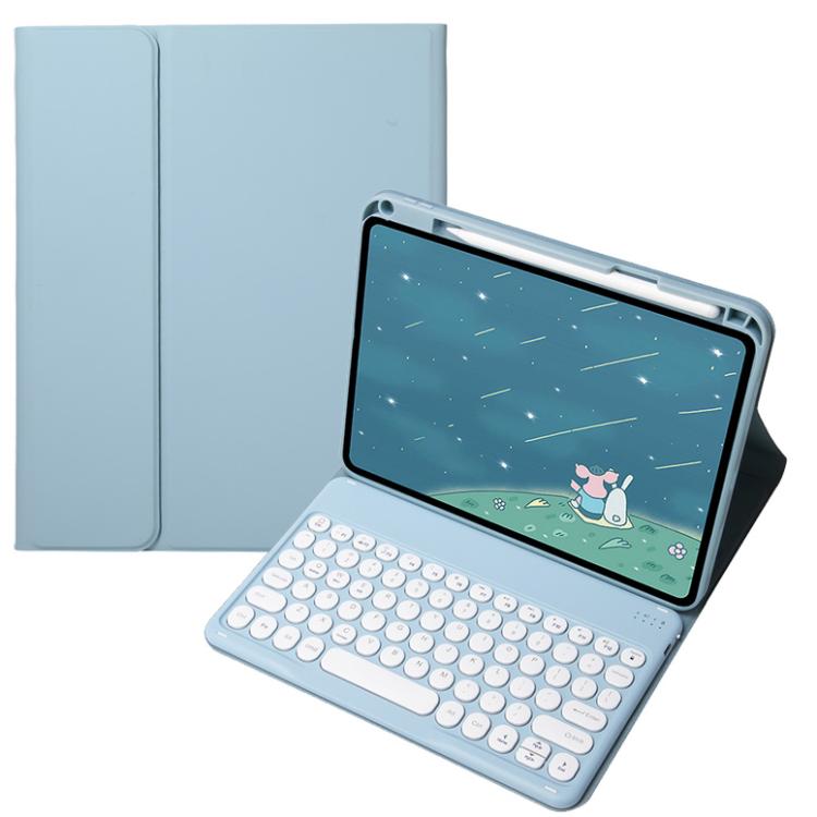 For OPPO Pad 3 / Pad 2 Candy Color Bluetooth Keyboard Leather Case, Round Key(Misty Blue)