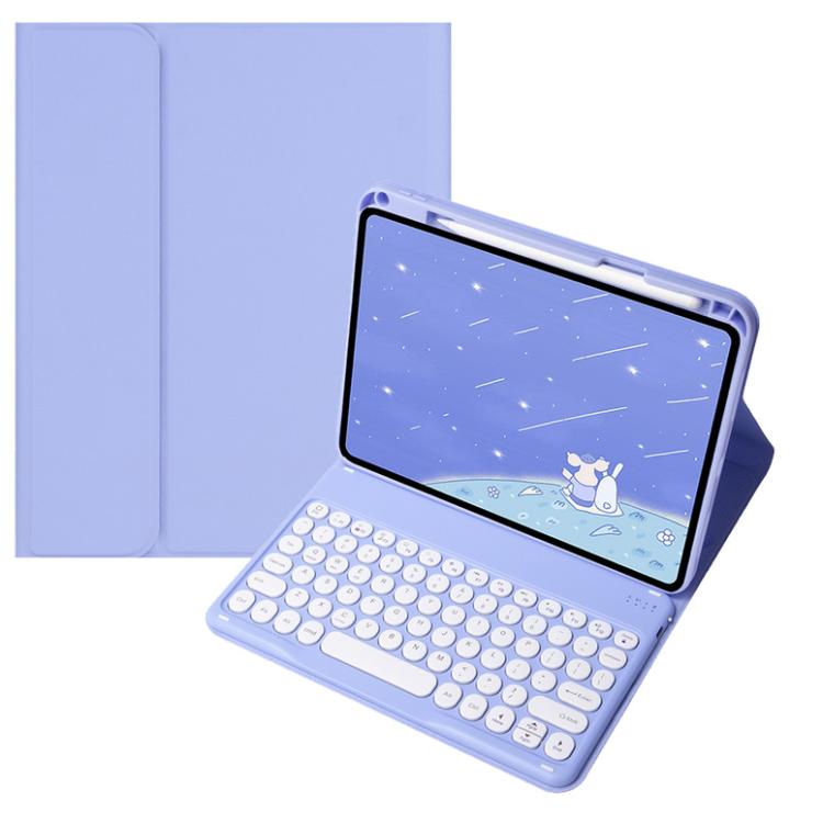 For OPPO Pad 3 / Pad 2 Candy Color Bluetooth Keyboard Leather Case, Round Key(Light Purple)