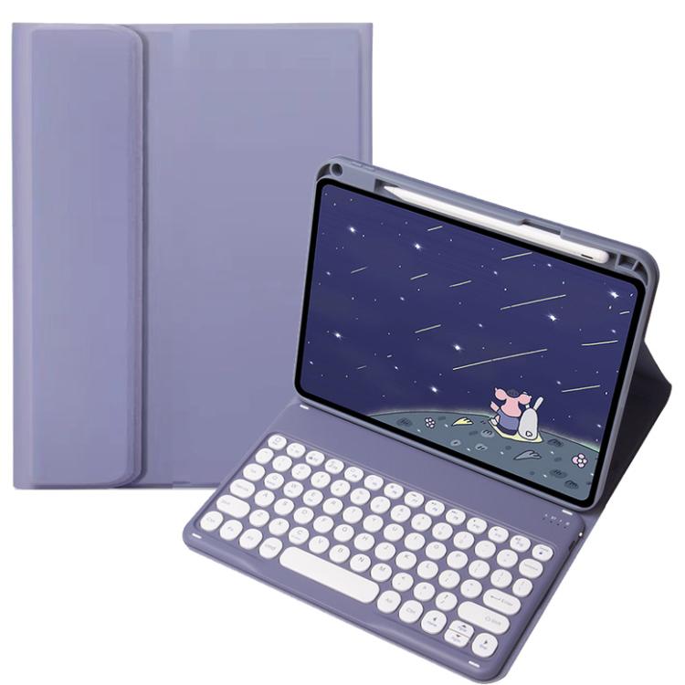 For OPPO Pad 3 / Pad 2 Candy Color Bluetooth Keyboard Leather Case, Round Key(Lavender Grey)