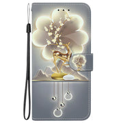 For iPhone 16e Crystal Texture Colored Drawing Leather Phone Case(Sika Deer)