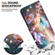 For iPhone 16e Crystal Texture Colored Drawing Leather Phone Case(Butterfly Love Flower)
