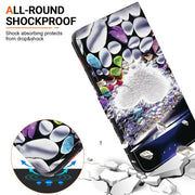 For iPhone 16e Crystal Texture Colored Drawing Leather Phone Case(Heart Shaped)