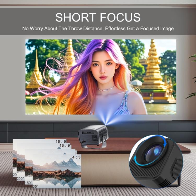 A10 Plus 1280 x 720P 200ANSI Amlogic H713 CPU Android 11.0 Smart Projector, UK Plug(Metal Grey)