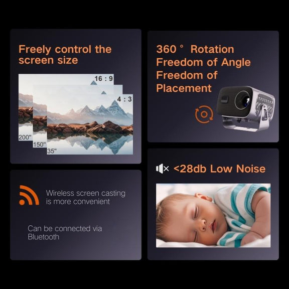 A10 Plus 1280 x 720P 200ANSI Amlogic H713 CPU Android 11.0 Smart Projector, AU Plug(Metal Grey)