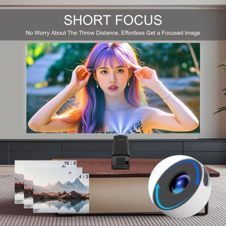 M10 1280 x 720P 200ANSI Amlogic H713 CPU Android 11.0 Smart Projector, UK Plug(White)