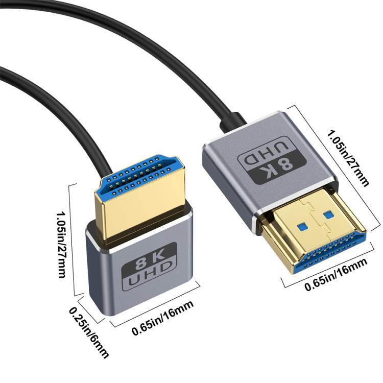0.7m Coiled Coaxial 8K 48Gbps HDMI 2.1 Cable, Port:Upward Bend