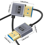 0.7m Coiled Coaxial 8K 48Gbps HDMI 2.1 Cable, Port:Right Bend