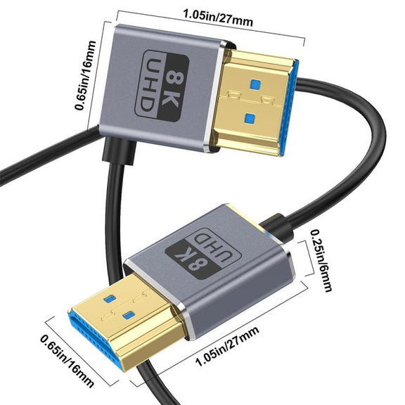 0.7m Coiled Coaxial 8K 48Gbps HDMI 2.1 Cable, Port:Right Bend