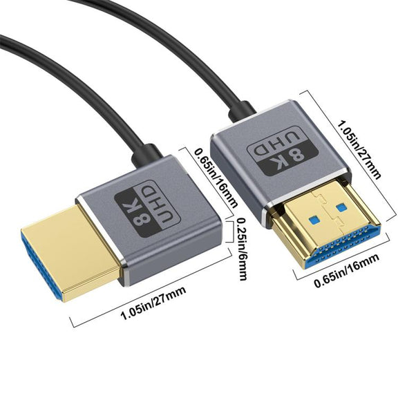 0.7m Coiled Coaxial 8K 48Gbps HDMI 2.1 Cable, Port:Left Bend