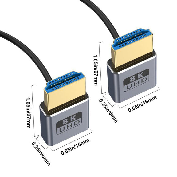 0.7m Coiled Coaxial 8K 48Gbps HDMI 2.1 Cable, Port:Up to Up Elbow