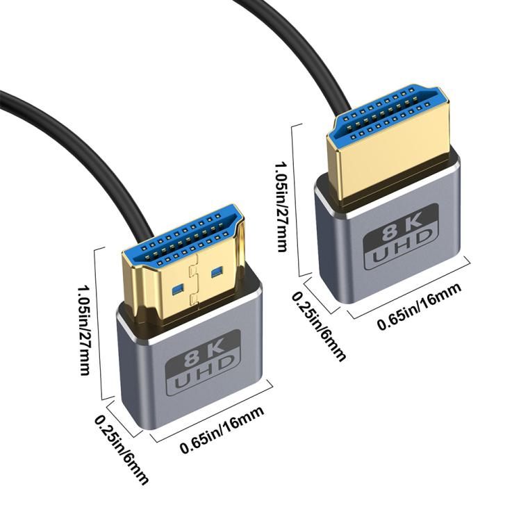 0.7m Coiled Coaxial 8K 48Gbps HDMI 2.1 Cable, Port:Up to Down Elbow