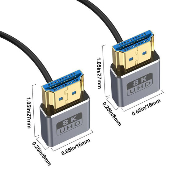 0.7m Coiled Coaxial 8K 48Gbps HDMI 2.1 Cable, Port:Down to Down Elbow