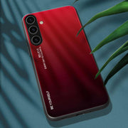 For Samsung Galaxy S25 5G Gradient Color Glass Phone Case(Red Black)