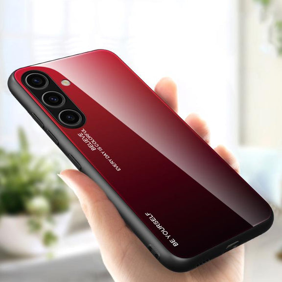 For Samsung Galaxy S25 5G Gradient Color Glass Phone Case(Red Black)