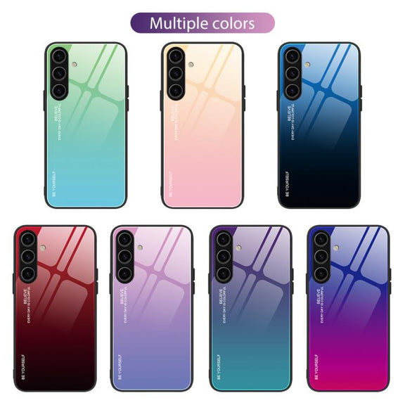 For Samsung Galaxy S25 5G Gradient Color Glass Phone Case(Red Black)