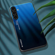 For Samsung Galaxy S25 5G Gradient Color Glass Phone Case(Blue Black)