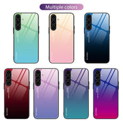 For Samsung Galaxy S25+ 5G Gradient Color Glass Phone Case(Aurora Blue)