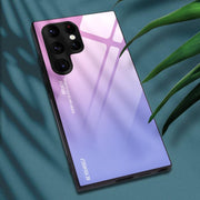 For Samsung Galaxy S25 Ultra 5G Gradient Color Glass Phone Case(Pink Purple)