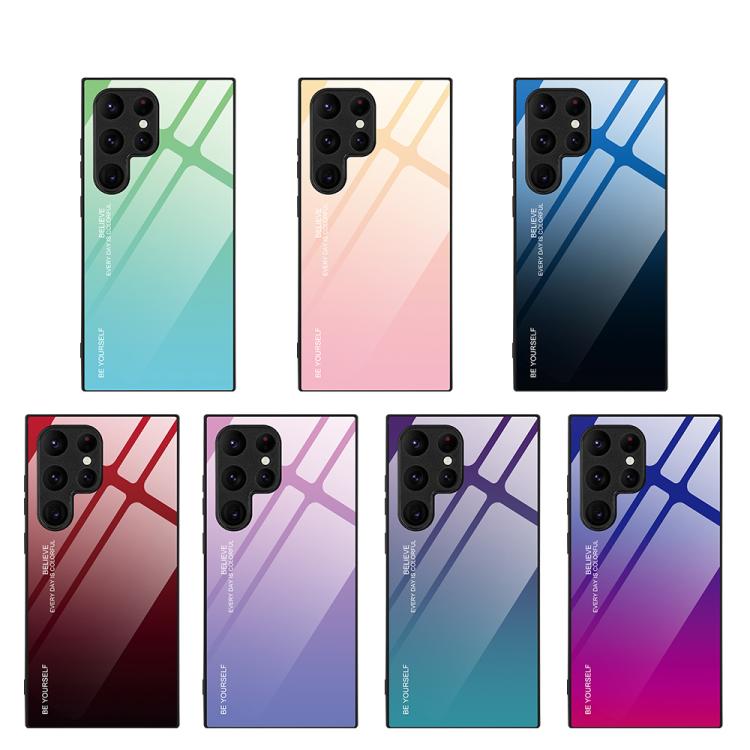 For Samsung Galaxy S25 Ultra 5G Gradient Color Glass Phone Case(Red Black)