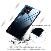For Samsung Galaxy S25 Ultra 5G Gradient Color Glass Phone Case(Blue Black)