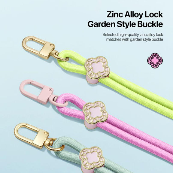DUX DUCIS Garden Series Begonia Pattern Adjustable Crossbody Phone Lanyard(Light Green)