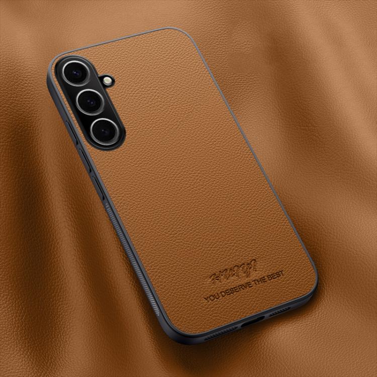 For Samsung Galaxy S25 5G HUIYI Leather Magnetic Phone Case(Brown)