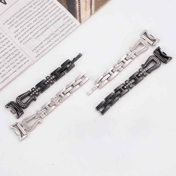 For Xiaomi Smart Band 9 / 8 U-shaped Diamond Bracelet Metal Watch Band(Gold)