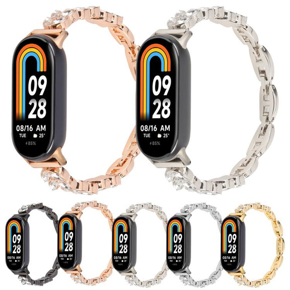 For Xiaomi Smart Band 9 / 8 Wheat Ear Diamond Bracelet Metal Watch Band(Silver)
