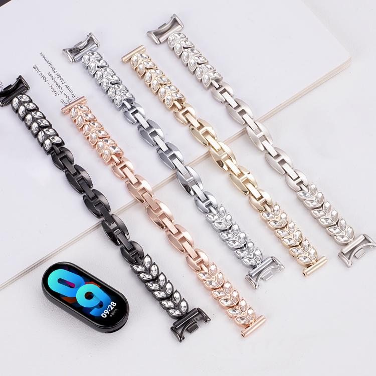 For Xiaomi Smart Band 9 / 8 Wheat Ear Diamond Bracelet Metal Watch Band(Silver)