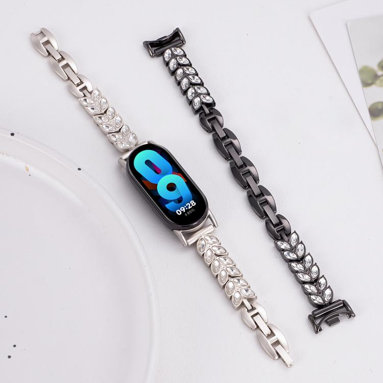 For Xiaomi Smart Band 9 / 8 Wheat Ear Diamond Bracelet Metal Watch Band(Silver)