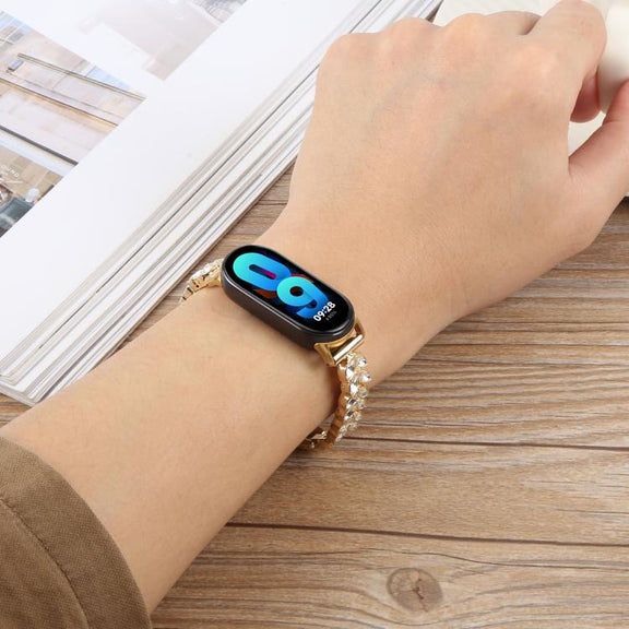 For Xiaomi Smart Band 9 / 8 Wheat Ear Diamond Bracelet Metal Watch Band(Silver)