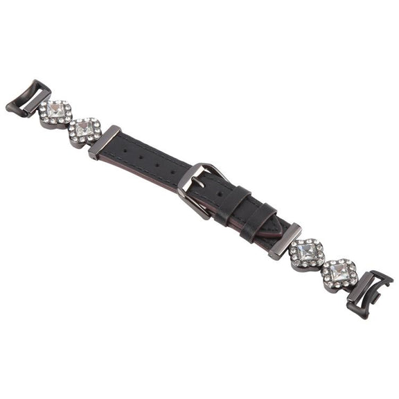 For Xiaomi Smart Band 9 / 8 Metal Diamond Leather Bracelet Watch Band(Black)