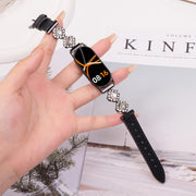 For Xiaomi Smart Band 9 / 8 Metal Diamond Leather Bracelet Watch Band(Black)