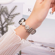 For Xiaomi Smart Band 9 / 8 Metal Diamond Leather Bracelet Watch Band(Starlight Grey)