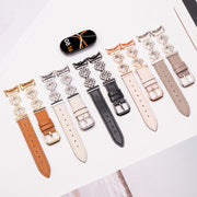 For Xiaomi Smart Band 9 / 8 Metal Diamond Leather Bracelet Watch Band(Black)