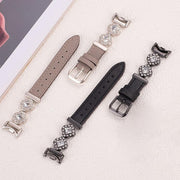 For Xiaomi Smart Band 9 / 8 Metal Diamond Leather Bracelet Watch Band(Starlight Grey)