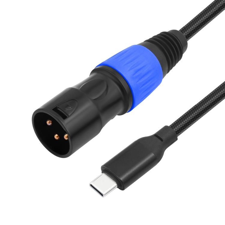 TY015 Type-C Male to XLR Male Stereo Output Audio Cable, Length:2m(Black Blue)