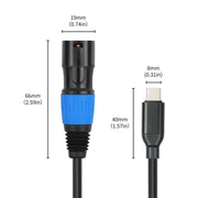 TY015 Type-C Male to XLR Male Stereo Output Audio Cable, Length:2m(Black Blue)