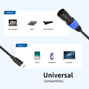 TY015 Type-C Male to XLR Male Stereo Output Audio Cable, Length:2m(Black Blue)