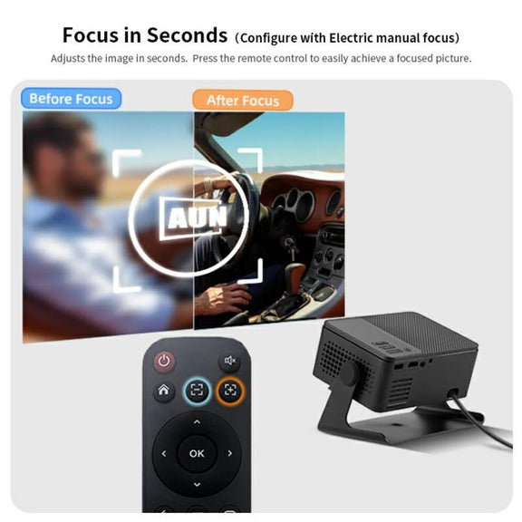 AUN A32 1280x720P 200ANSI D3100 CPU WIFI Display Smart Projector, UK Plug(Black)