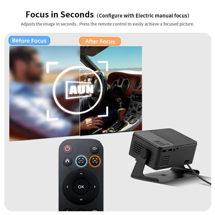 AUN A32 1280x720P 200ANSI D3100 CPU WIFI Display Smart Projector, UK Plug(Black)