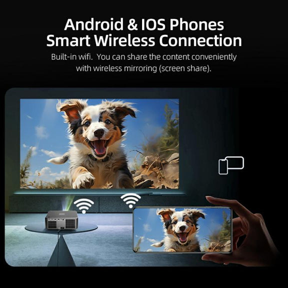 AUN U002 1920x1080P 970ANSI Android 12 Home Theater Smart Projector, AU Plug(Dark Grey)