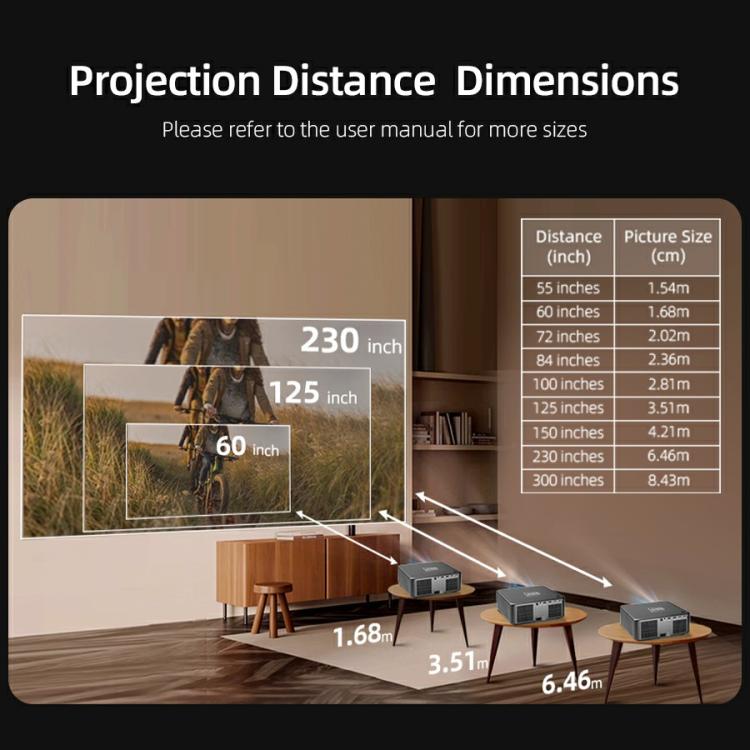AUN U002 1920x1080P 970ANSI Android 12 Home Theater Smart Projector, AU Plug(Dark Grey)