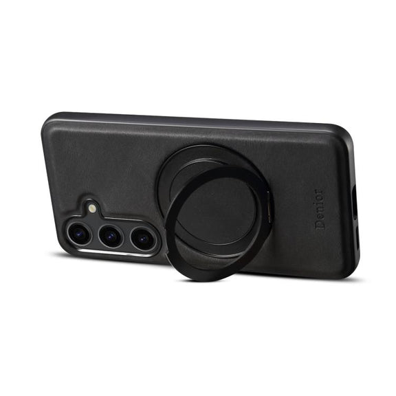 For Samsung Galaxy S25 5G Denior A14 Skin Feel Rotating Holder MagSafe Phone Case(Black)