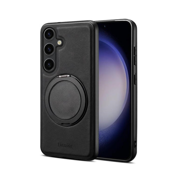 For Samsung Galaxy S25 5G Denior A14 Skin Feel Rotating Holder MagSafe Phone Case(Black)